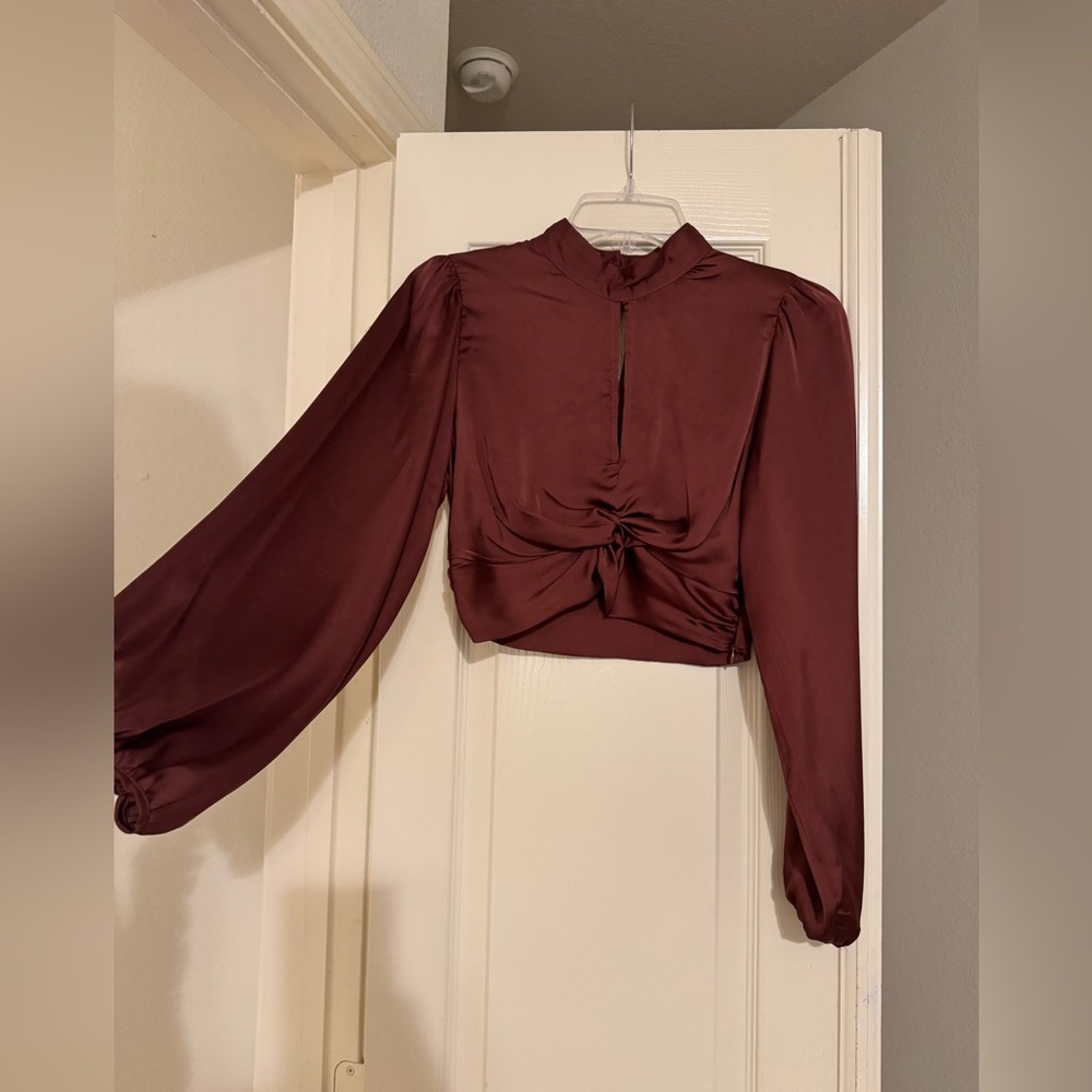 Zara Burgundy Blouse with Front Twist